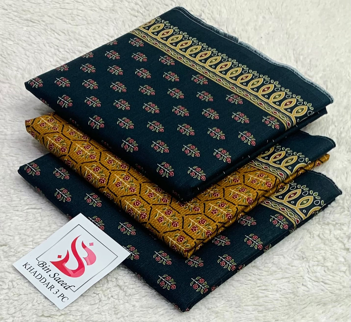 3 Piece Printed Khaddar Unstitched Suit